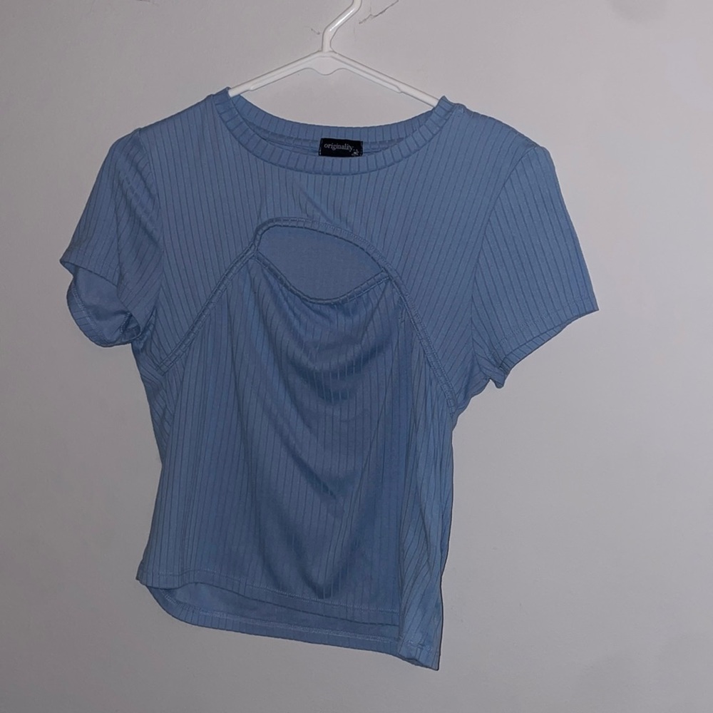 light blue Originality top with chest cutout